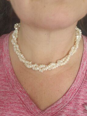 Freshwater Double‐Strand Pearl Necklace – Estate Find